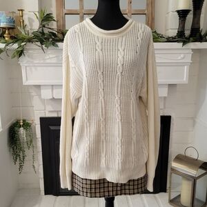 Vintage Venezia Rolled Neck Cream Cable Knit Sweater Size 18/20
